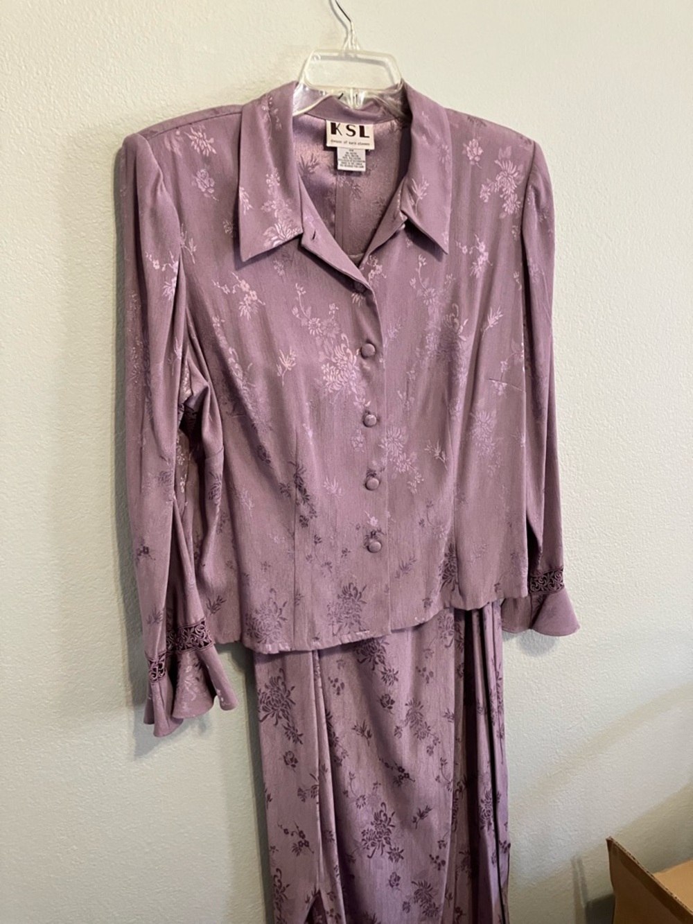 KSL (Division of Karen Steven’s) Lavender Vintage Floor Length Dress and Jacket